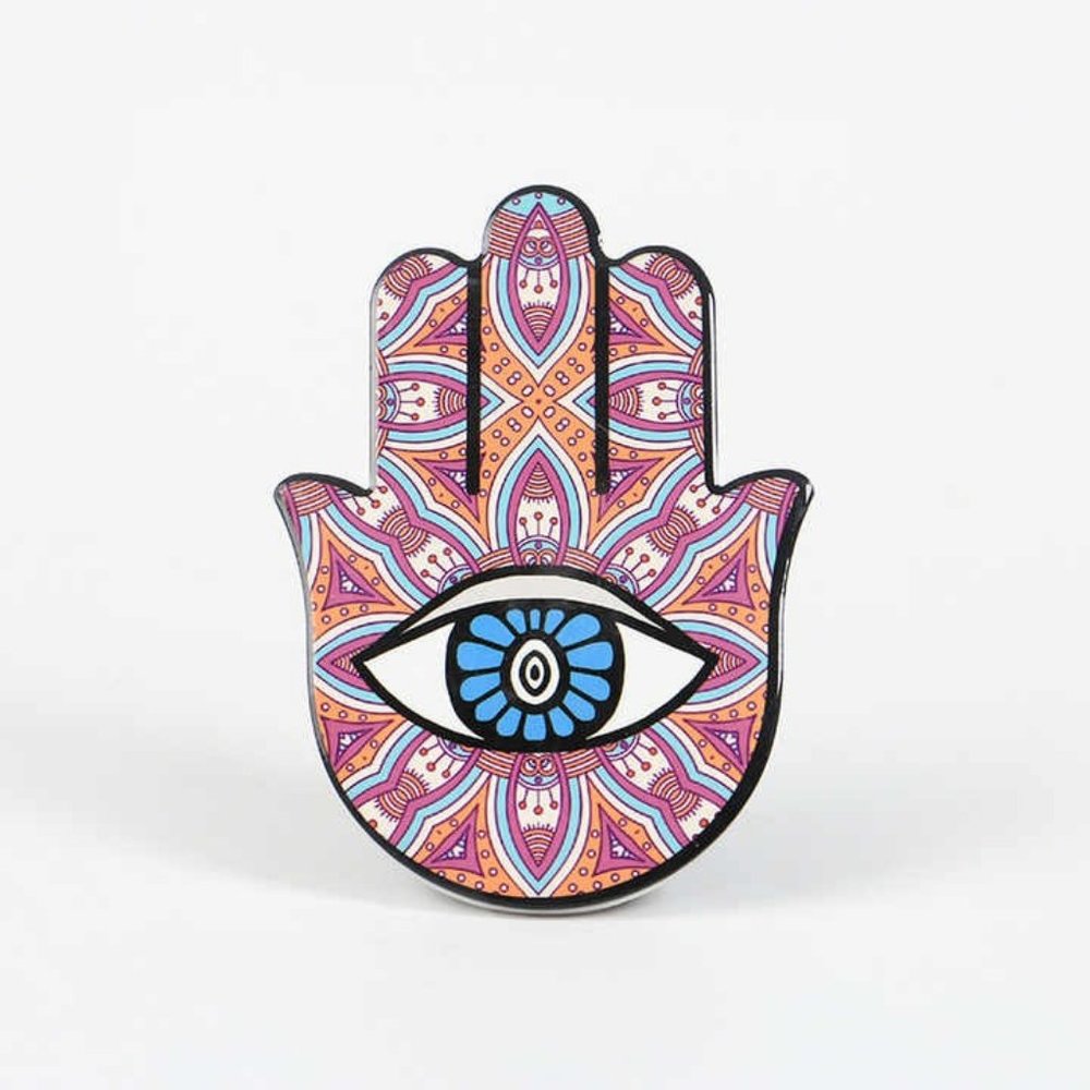 Perfect artistic gift Ceramic Drinks Magnetic Coasters Holder Slice Hamsa Hand